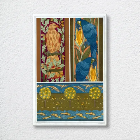 ‘Aigle Et Chêne, Aras Et Maïs, Bordures’ Vintage Wall Art Print