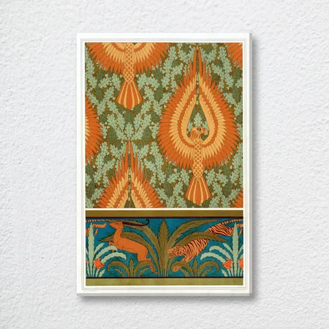 ‘Aigles Et Chêne, Papier Peint, Antilopes, Tigres’ Portrait Wall Art Print