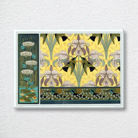 ‘Libellules, Butome En Ombelle, Nénuphars, Panneau’ French Wall Art Print