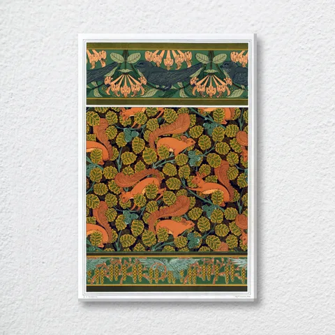 ‘Martinets Et Chèvrefeuille, Bordure’ French Wall Art Print
