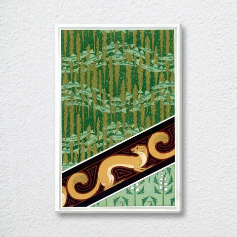 ‘Merlans Et Algues, Papier Peint’ Portrait Wall Art Print