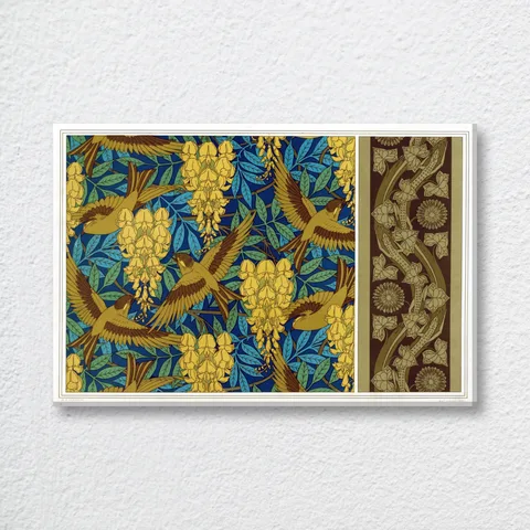 ‘Oiseaux Et Glycines, Tenture, Lézards Et Lierre’ Verneuil Wall Art Print