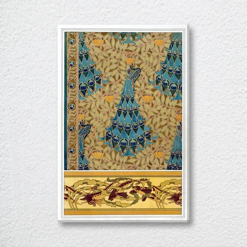 ‘Paons Dans Les Sorbiers, Pochoir’ French Wall Art Print