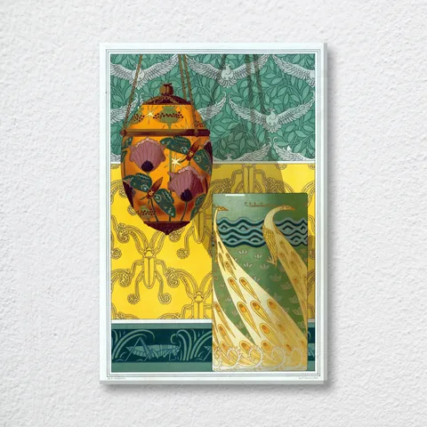 ‘Papillons Et Pavots, Veilleuse Émaux Translucides’ Vintage Wall Art Print