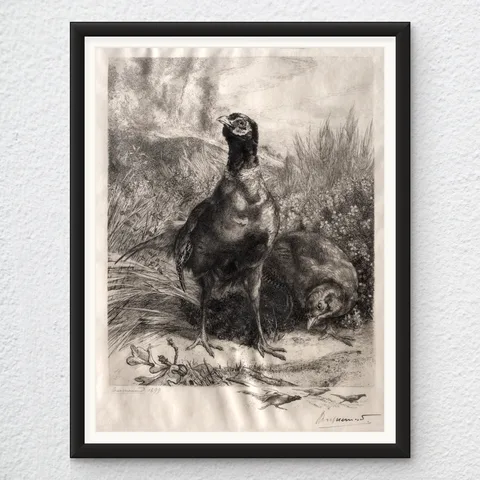 ‘The Pheasants’ Vintage Wall Art Print