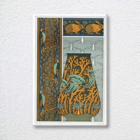 ‘Piverts Et Arbre, Bordure Verticale’ Portrait Wall Art Print