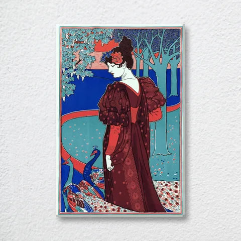 ‘Woman With Peacocks’ American Wall Art Print